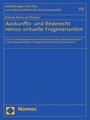cover image of Auskunfts- und Rederecht versus virtuelle Fragevarianten